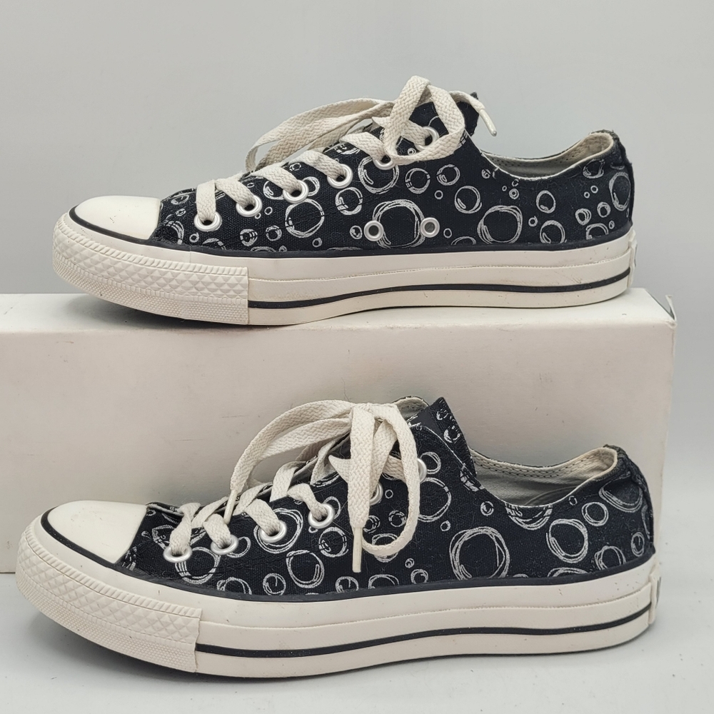 Converse Black With Silver Bubbles Skater Sneakers Size 8 - Picture 10 of 16